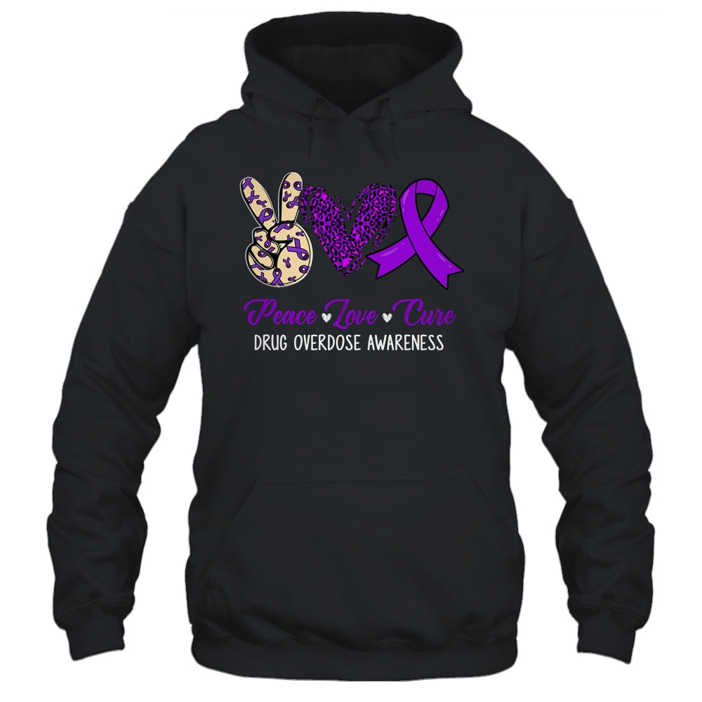 Peace Love Hope Purple Ribbon Drug Overdose Awareness Month Shirt & Tank Top | teecentury
