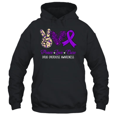 Peace Love Hope Purple Ribbon Drug Overdose Awareness Month Shirt & Tank Top | teecentury