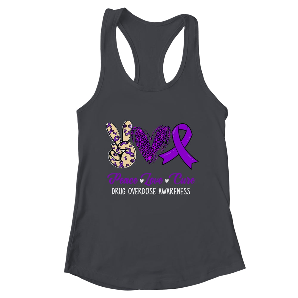 Peace Love Hope Purple Ribbon Drug Overdose Awareness Month Shirt & Tank Top | teecentury