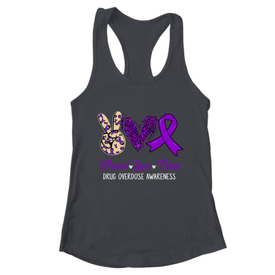Peace Love Hope Purple Ribbon Drug Overdose Awareness Month Shirt & Tank Top | teecentury