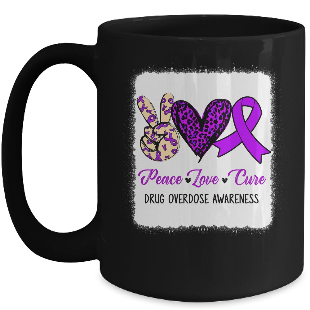 Peace Love Hope Purple Ribbon Drug Overdose Awareness Mug | teecentury