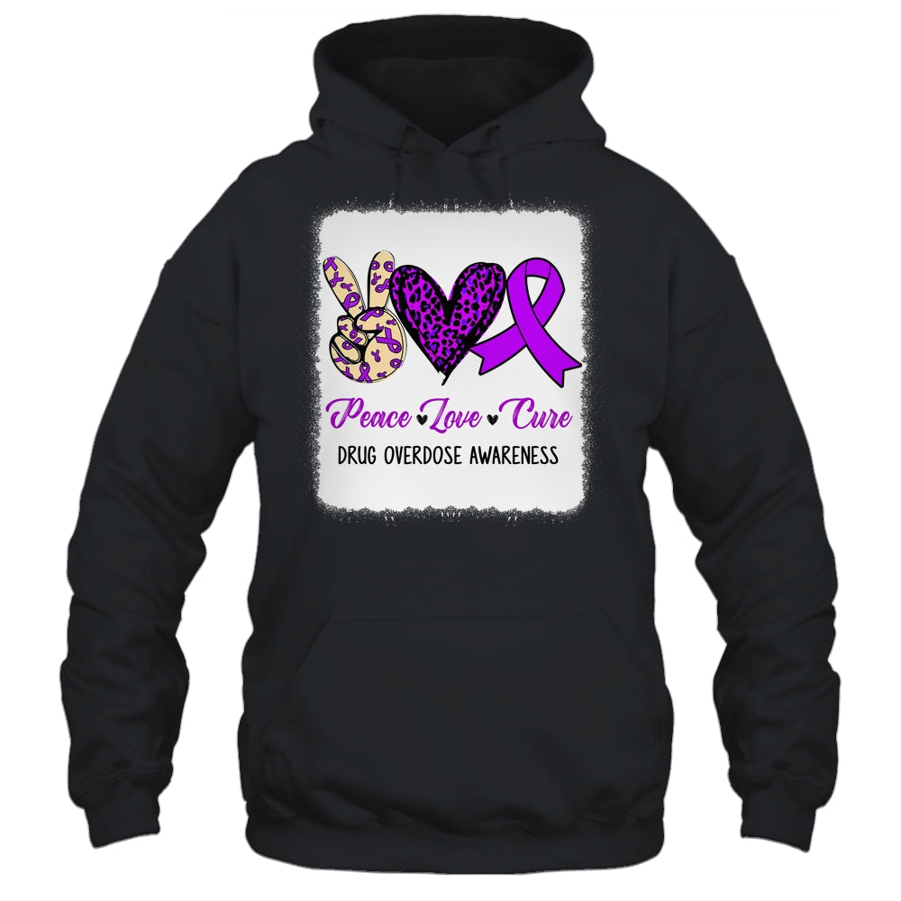 Peace Love Hope Purple Ribbon Drug Overdose Awareness Shirt & Tank Top | teecentury