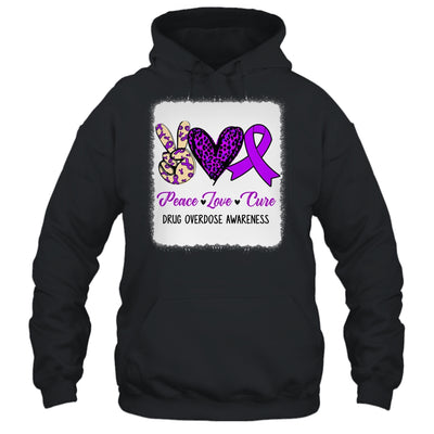 Peace Love Hope Purple Ribbon Drug Overdose Awareness Shirt & Tank Top | teecentury
