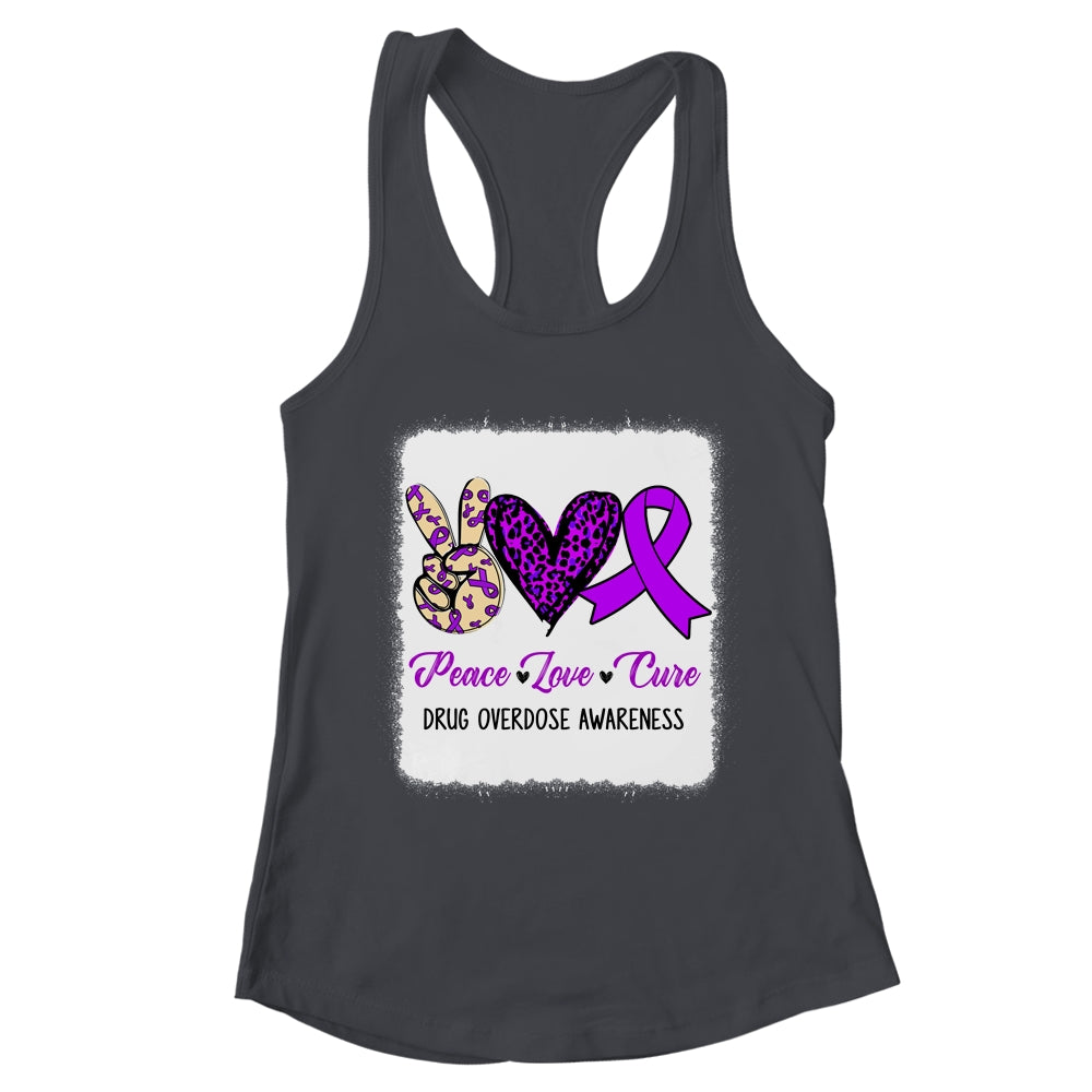 Peace Love Hope Purple Ribbon Drug Overdose Awareness Shirt & Tank Top | teecentury