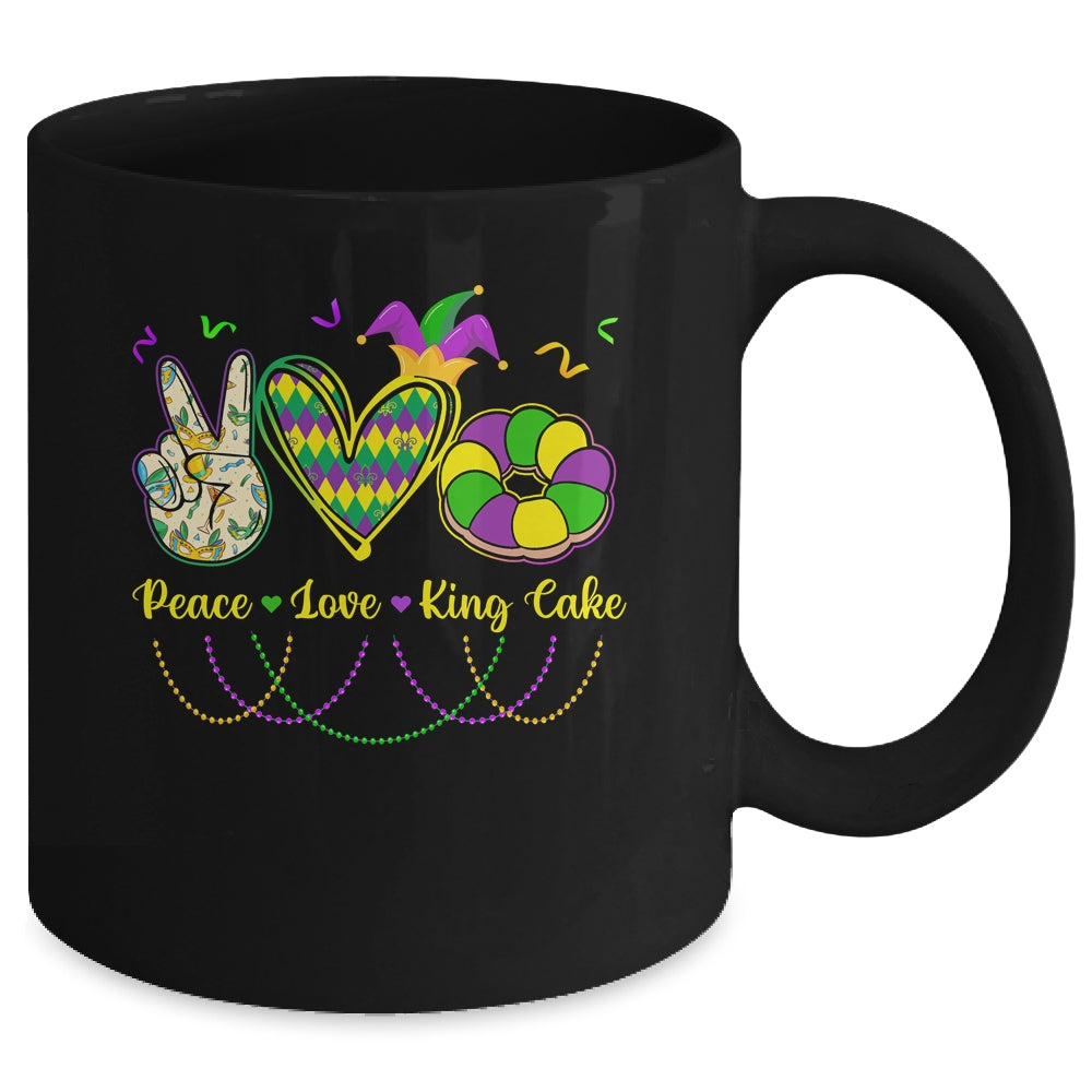 Peace Love King Cake Mardi Gras Men Women Kids Mug | teecentury