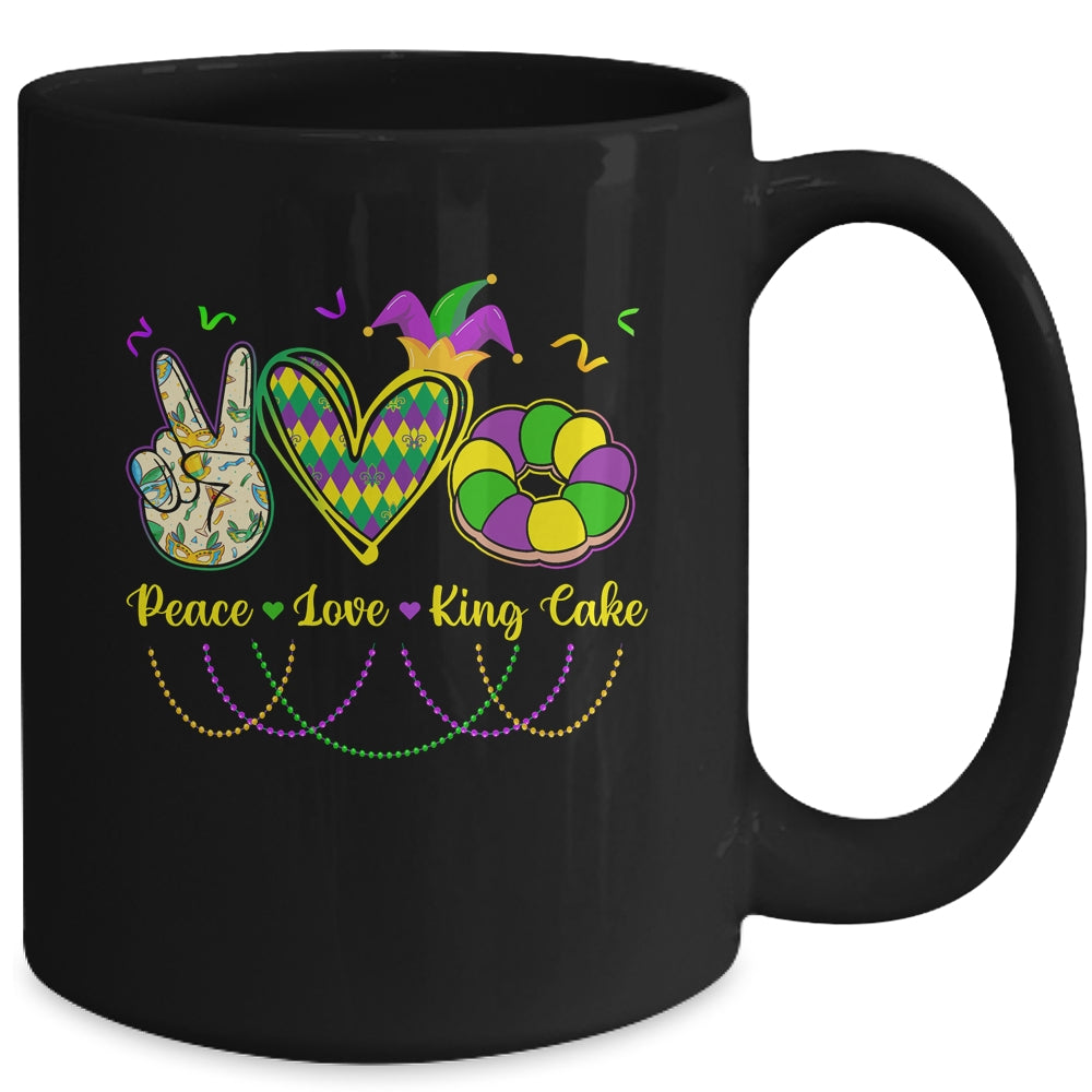 Peace Love King Cake Mardi Gras Men Women Kids Mug | teecentury