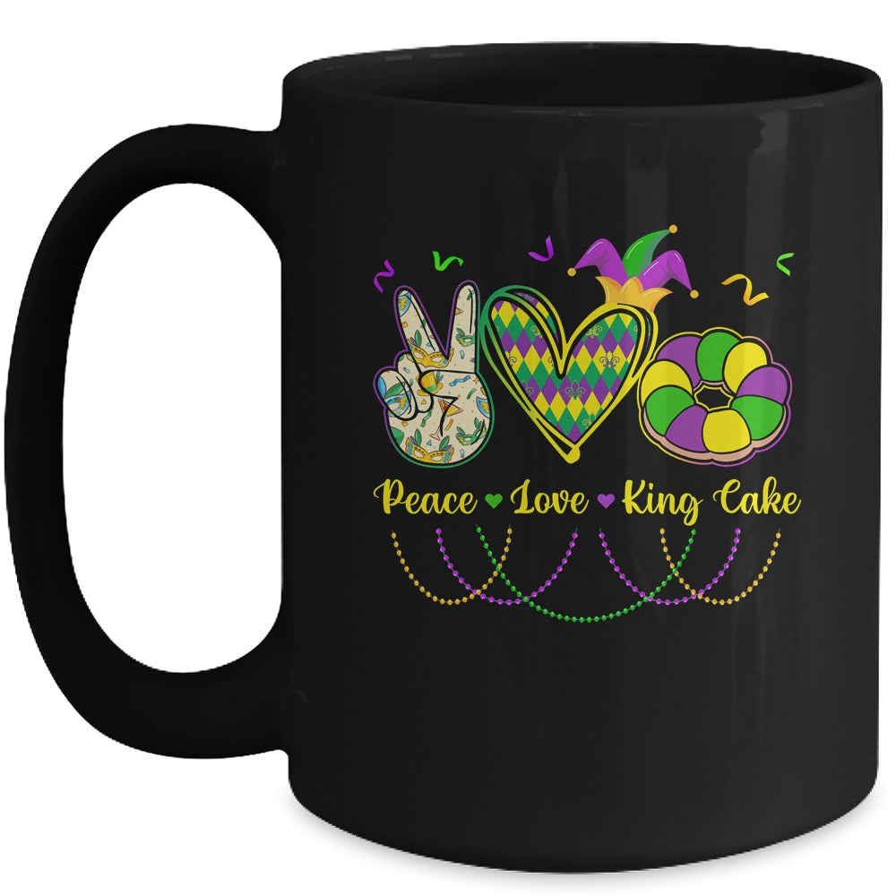 Peace Love King Cake Mardi Gras Men Women Kids Mug | teecentury