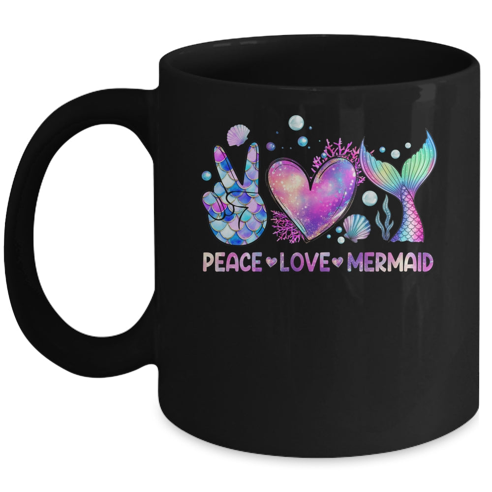 Peace Love Mermaid Summer Love Mermaid Beach Vacation Girls Mug | teecentury