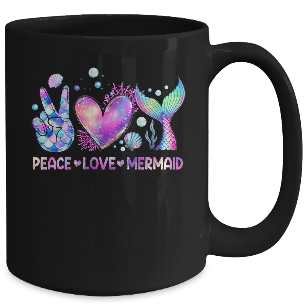 Peace Love Mermaid Summer Love Mermaid Beach Vacation Girls Mug | teecentury