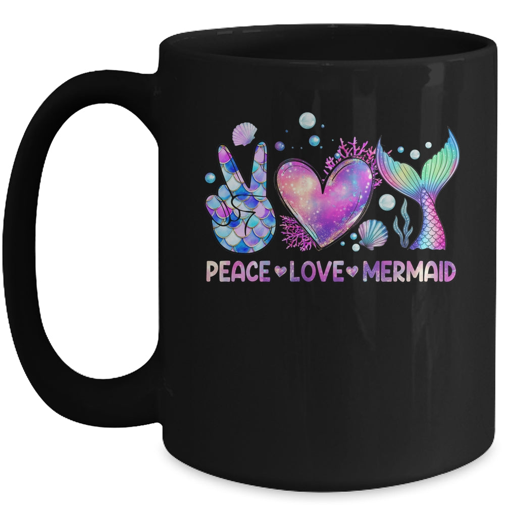 Peace Love Mermaid Summer Love Mermaid Beach Vacation Girls Mug | teecentury