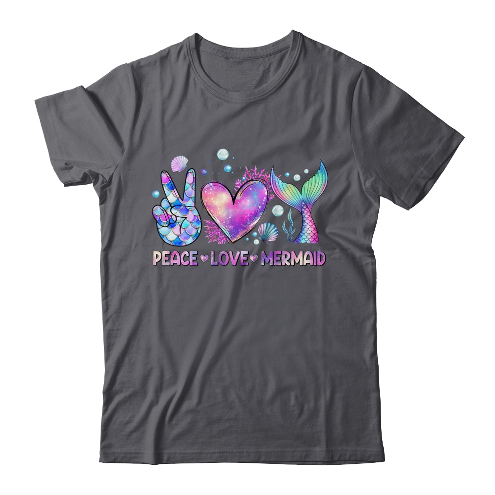 Peace Love Mermaid Summer Love Mermaid Beach Vacation Girls Shirt & Tank Top | teecentury