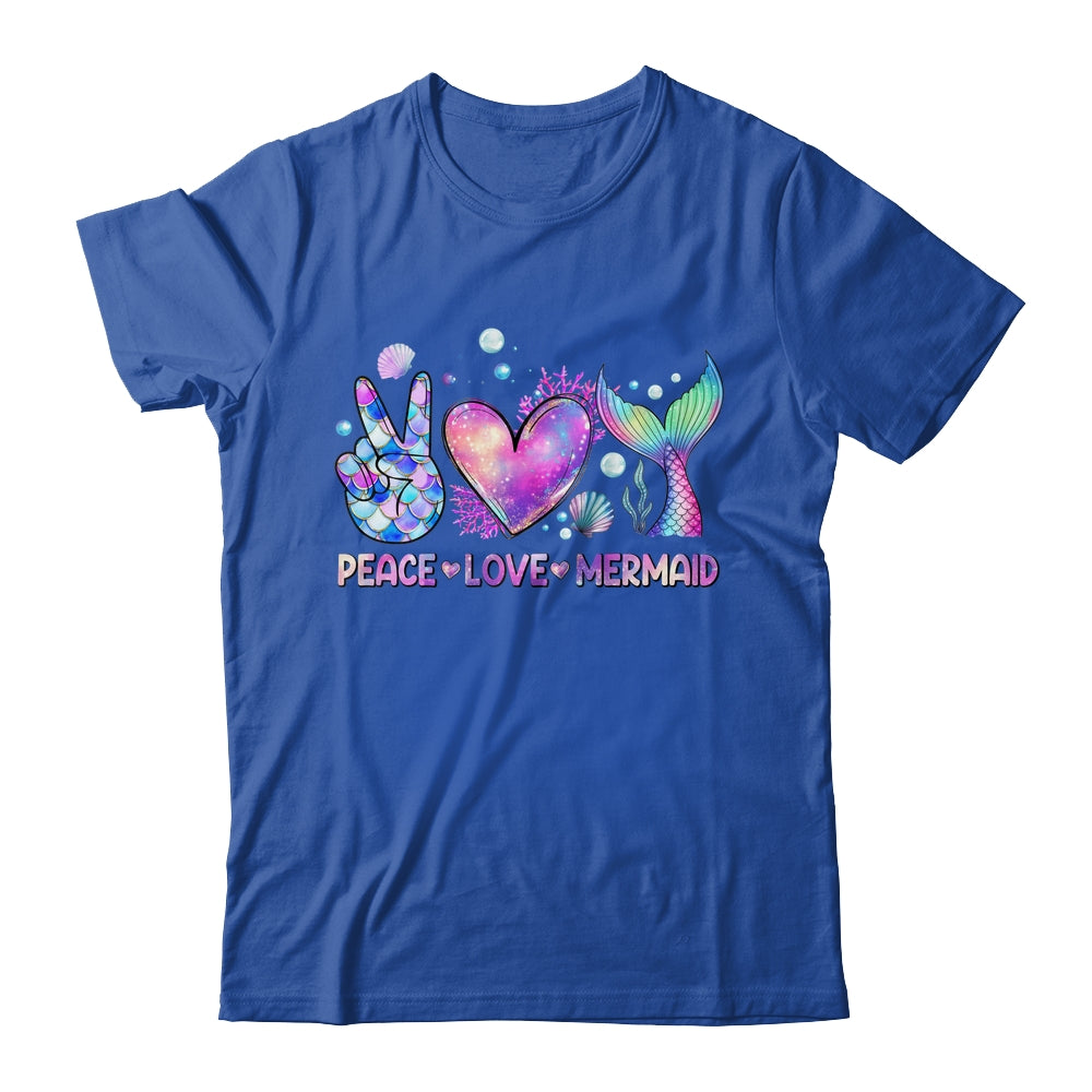 Peace Love Mermaid Summer Love Mermaid Beach Vacation Girls Shirt & Tank Top | teecentury