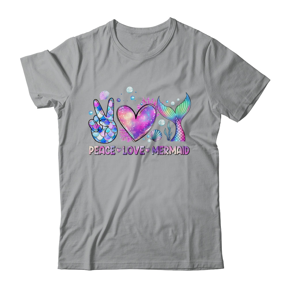 Peace Love Mermaid Summer Love Mermaid Beach Vacation Girls Shirt & Tank Top | teecentury