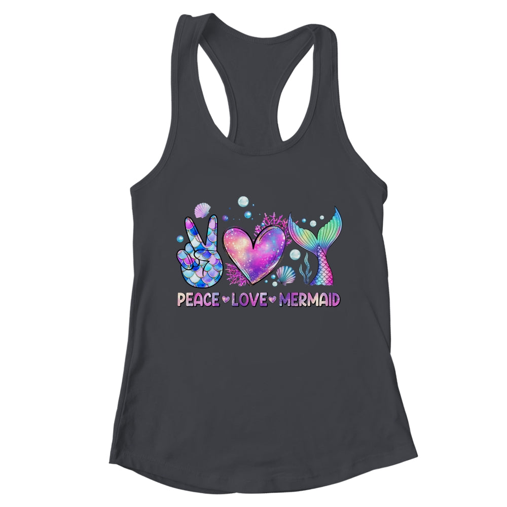 Peace Love Mermaid Summer Love Mermaid Beach Vacation Girls Shirt & Tank Top | teecentury