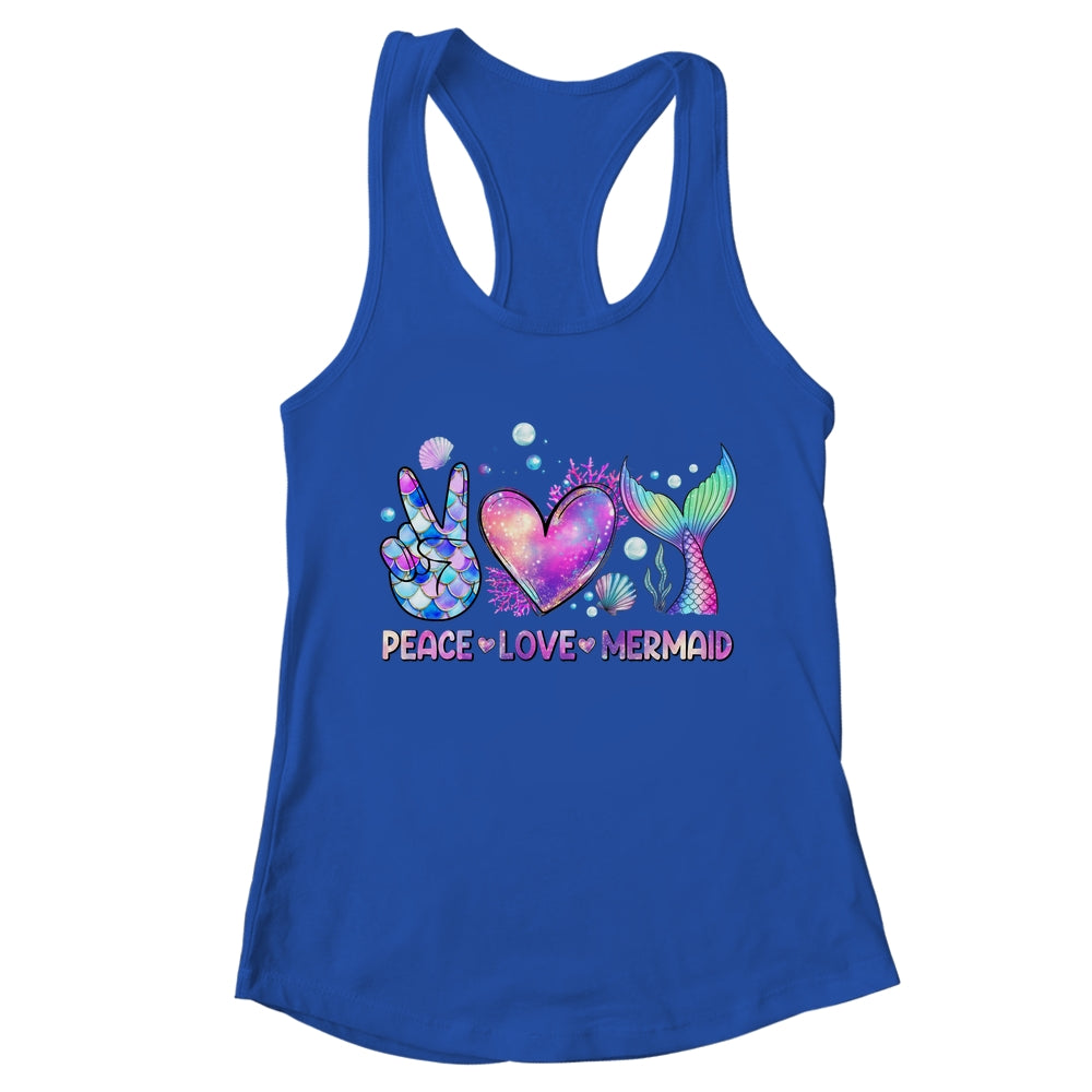 Peace Love Mermaid Summer Love Mermaid Beach Vacation Girls Shirt & Tank Top | teecentury