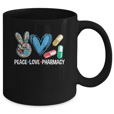 Peace Love Pharmacy Funny Pharmacy Tech Pharmacist Mug | teecentury