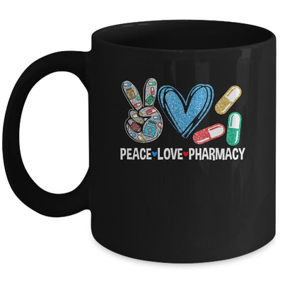 Peace Love Pharmacy Funny Pharmacy Tech Pharmacist Mug | teecentury