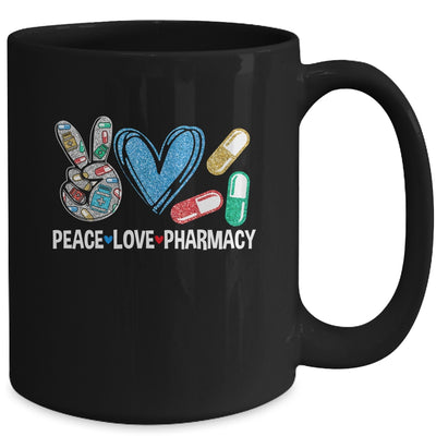 Peace Love Pharmacy Funny Pharmacy Tech Pharmacist Mug | teecentury