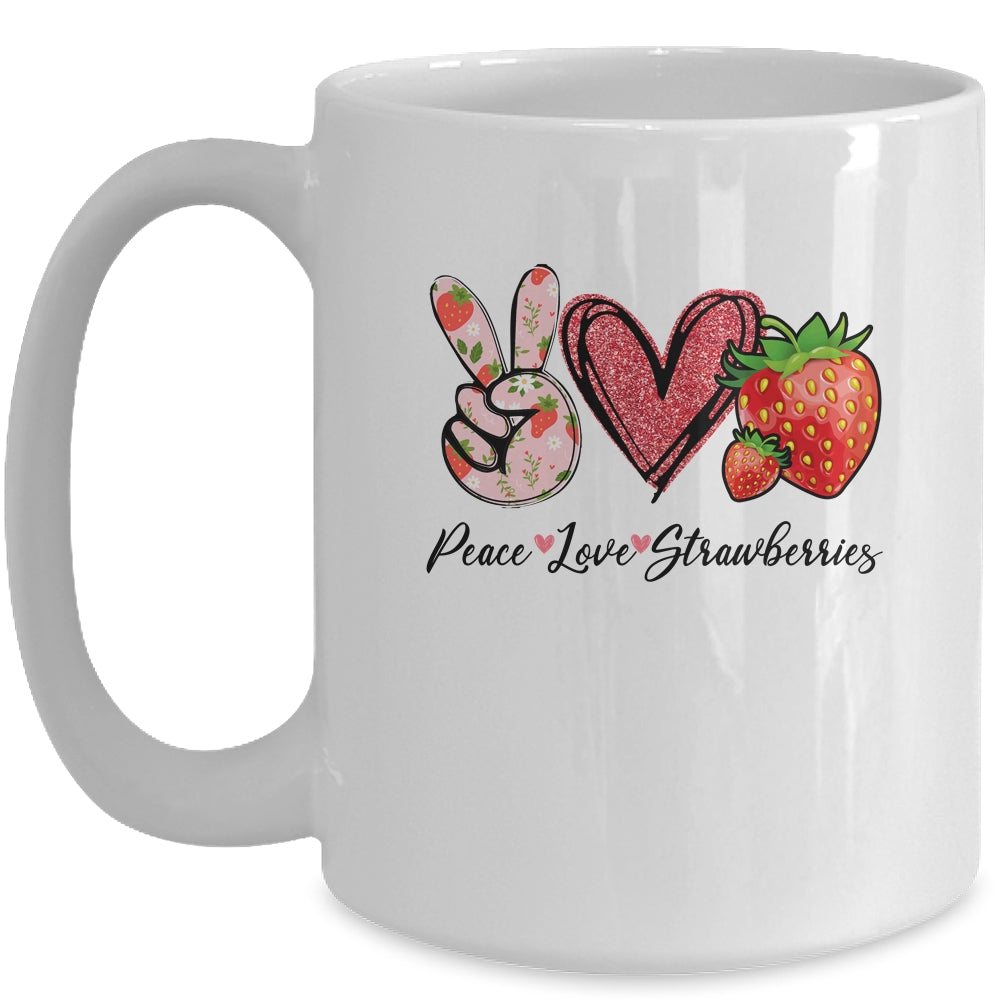 Peace Love Strawberry Farmer Strawberries Lover Berry Fruits Mug | teecentury