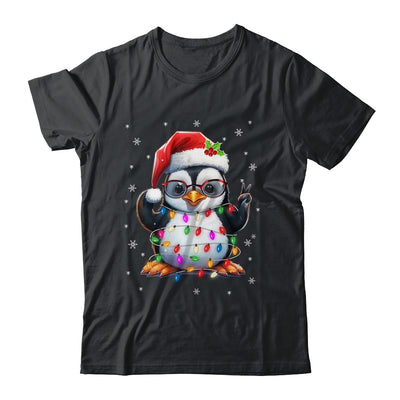 Peace Sign Hand Penguin Santa Christmas Penguin Women Kids Shirt & Sweatshirt | teecentury