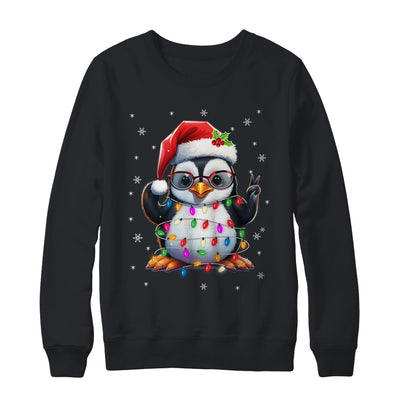 Peace Sign Hand Penguin Santa Christmas Penguin Women Kids Shirt & Sweatshirt | teecentury