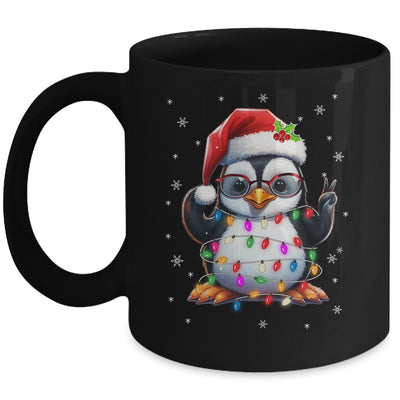 Peace Sign Hand Penguin Santa Christmas Penguin Women Kids Mug | teecentury