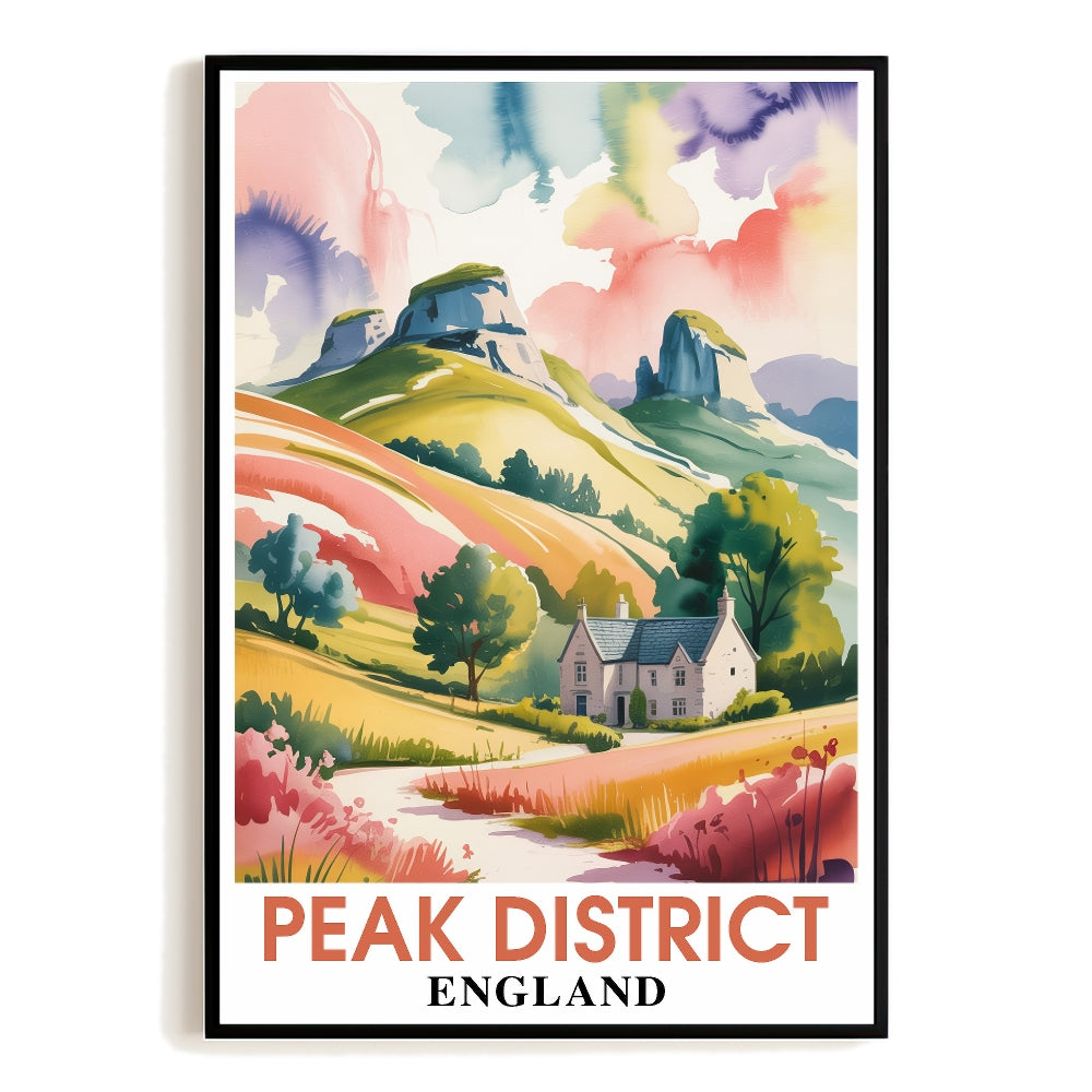 Peak District England Vintage Travel Poster Mam Tor Landscape Souvenir Wall Art Print Painting Picture For Home Room Living Room Office Bedroom Decor Unframed | teecentury