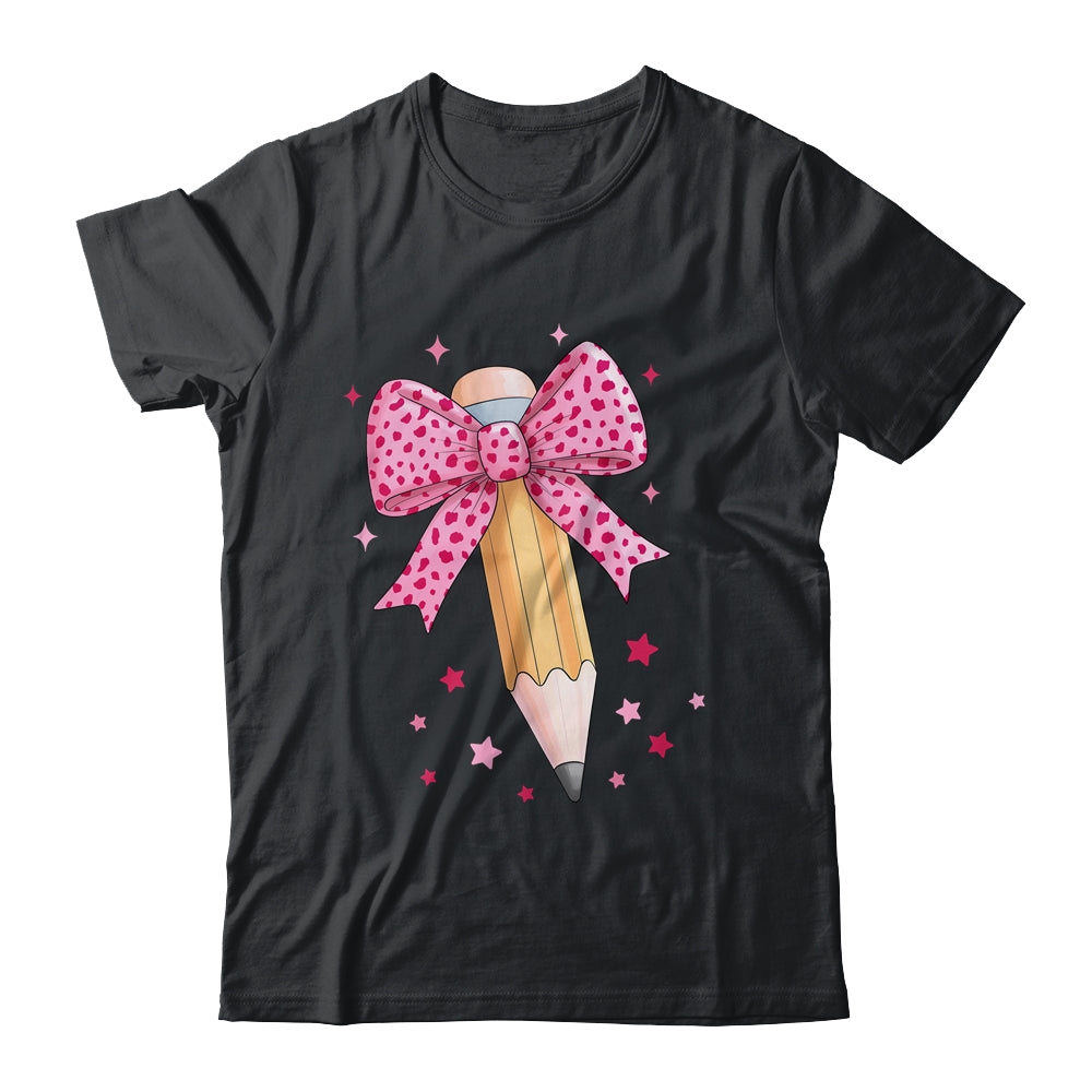 Pencil Coquette Bow Pink Teacher Appreciation Back To School Shirt & Hoodie | teecentury