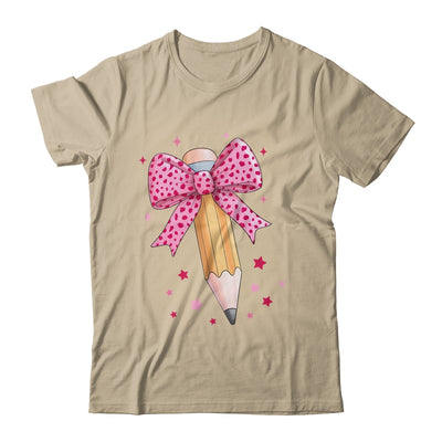 Pencil Coquette Bow Pink Teacher Appreciation Back To School Shirt & Hoodie | teecentury