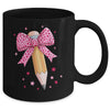 Pencil Coquette Bow Pink Teacher Appreciation Back To School Mug | teecentury