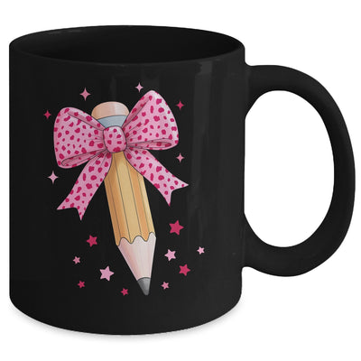 Pencil Coquette Bow Pink Teacher Appreciation Back To School Mug | teecentury