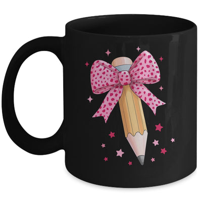 Pencil Coquette Bow Pink Teacher Appreciation Back To School Mug | teecentury