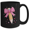 Pencil Coquette Bow Pink Teacher Appreciation Back To School Mug | teecentury