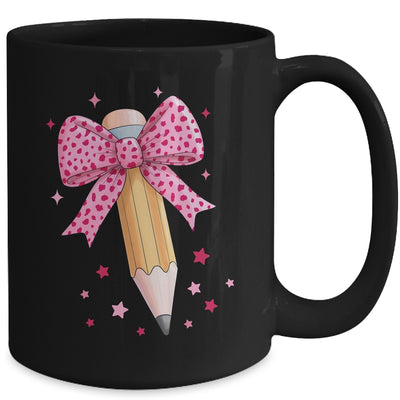 Pencil Coquette Bow Pink Teacher Appreciation Back To School Mug | teecentury