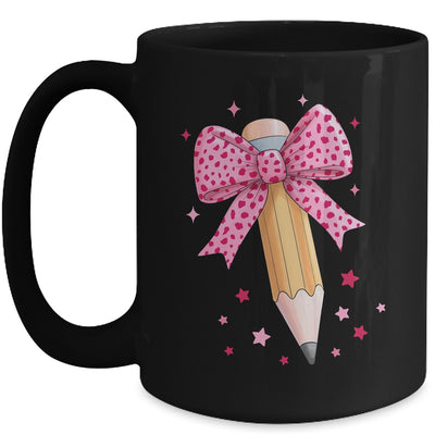 Pencil Coquette Bow Pink Teacher Appreciation Back To School Mug | teecentury