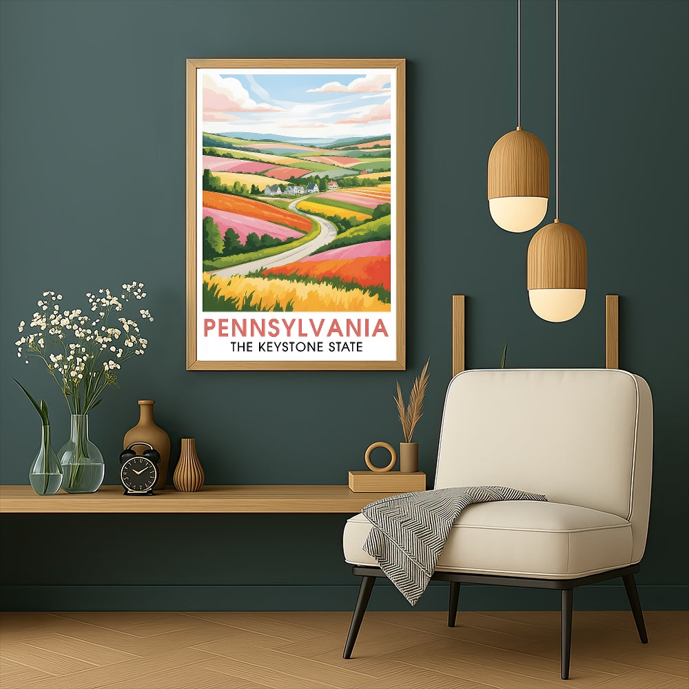 Pennsylvania Travel Print Poster Nature Keystone State Scenic Vista Souvenir Wall Art Landscape Picture For Home Room Living Room Bedroom Decor Unframed | teecentury