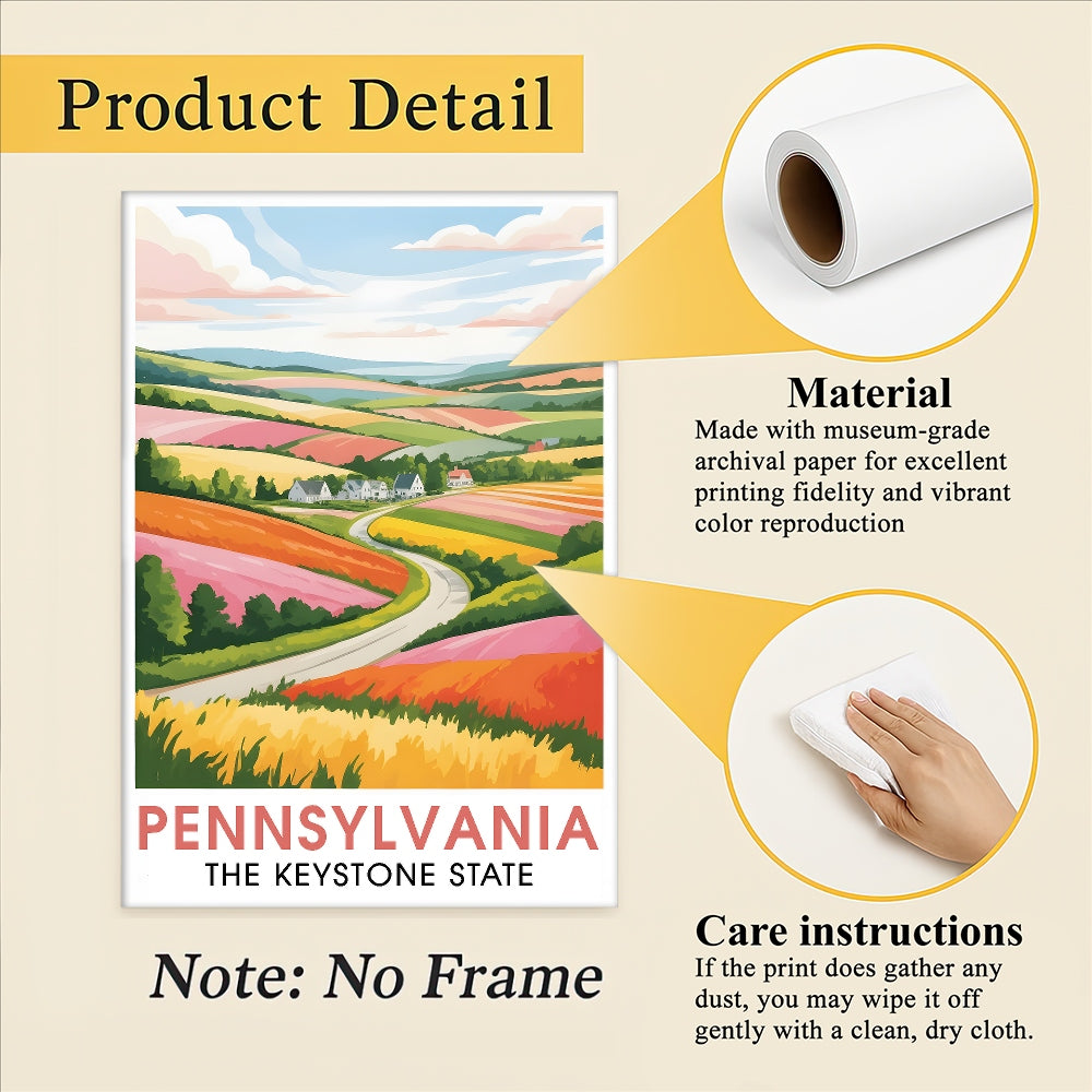 Pennsylvania Travel Print Poster Nature Keystone State Scenic Vista Souvenir Wall Art Landscape Picture For Home Room Living Room Bedroom Decor Unframed | teecentury