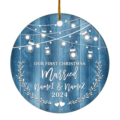 Personalize Our 1st Christmas Married Ornament 2022 Custom With Name for Couples Husband Wife Wedding Newlywed Decoration Customized Christmas Tree Ornament Ornament | Teecentury.com