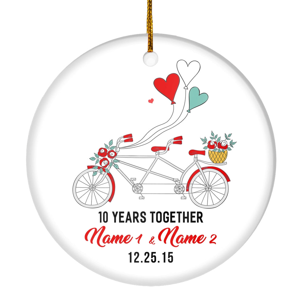 Personalized Anniversary for Her Husband Wife Christmas Ornament for Married Couple with Names Date 1st 2nd 5th 10th 20th Bike Customized Christmas Tree Ornament | teecentury