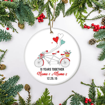 Personalized Anniversary for Her Husband Wife Christmas Ornament for Married Couple with Names Date 1st 2nd 5th 10th 20th Bike Customized Christmas Tree Ornament | teecentury
