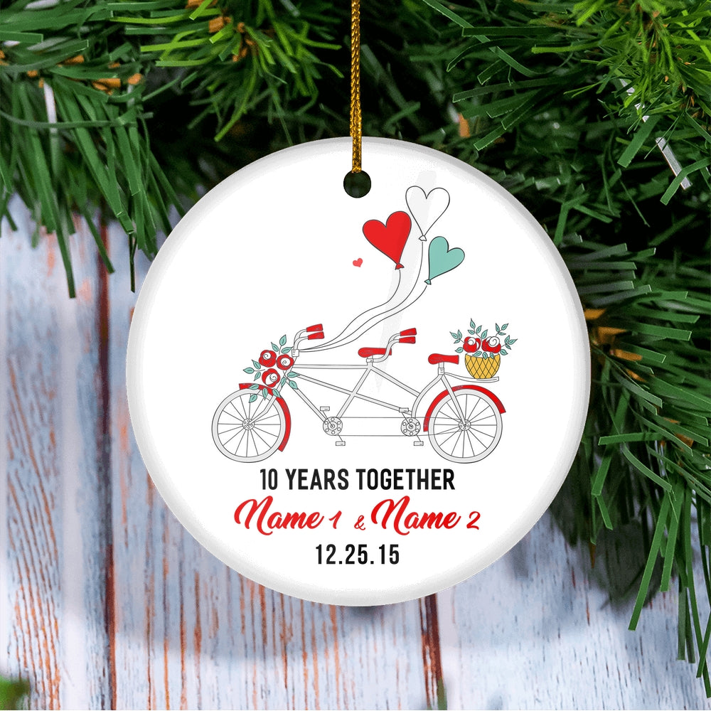 Personalized Anniversary for Her Husband Wife Christmas Ornament for Married Couple with Names Date 1st 2nd 5th 10th 20th Bike Customized Christmas Tree Ornament | teecentury