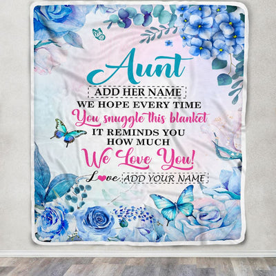 Personalized Aunt Blanket From Niece Nephew Floral Print We Love You Aunt Mothers Day Birthday Gifts Christmas Customized Fleece Throw Blanket | teecentury