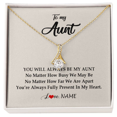 Alluring Beauty Necklace 18K Yellow Gold Finish | Personalized Aunt Necklace From Niece Nephew You're Always In My Heart Aunt Birthday Mothers Day Christmas Jewelry Pendant Customized Gift Box Message Card | teecentury