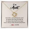 Love Knot Necklace 18K Yellow Gold Finish | Personalized Aunt Necklace From Niece Nephew You're Always In My Heart Aunt Birthday Mothers Day Christmas Jewelry Pendant Customized Gift Box Message Card | teecentury