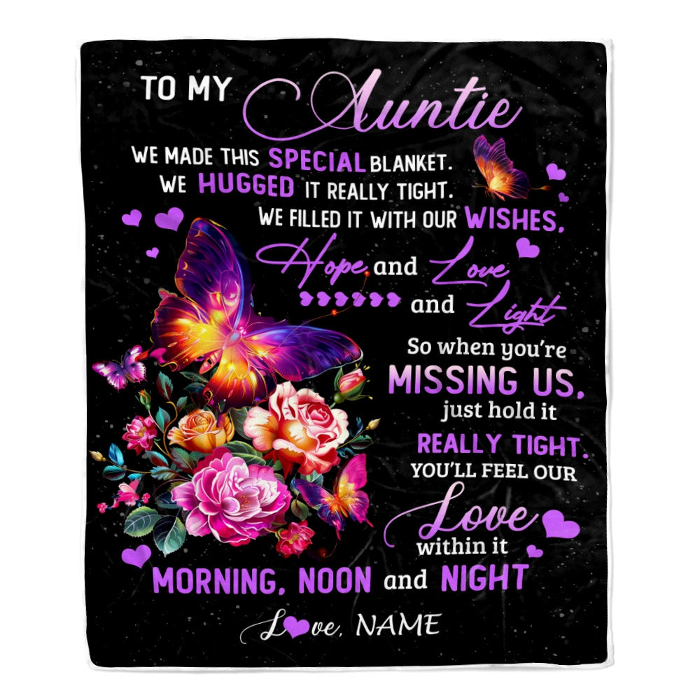 Personalized Auntie Blanket From Niece Nephew We Made This Special Blanket Flower Aunt Birthday Mothers Day Christmas Customized Fleece Throw Blanket | teecentury