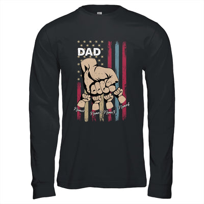 Personalized Awesome Dad Kids With Name Custom Hands Fist Bump Flag Fathers Day Birthday Christmas Shirt & Hoodie | teecentury