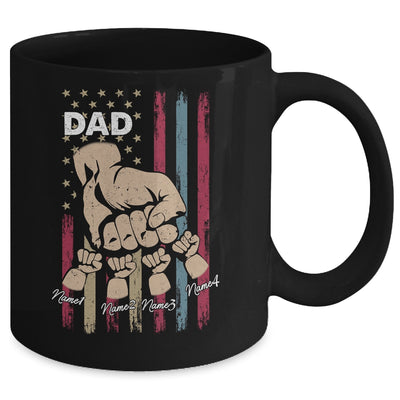 Personalized Awesome Dad Kids With Name Custom Hands Fist Bump Flag Fathers Day Birthday Christmas Mug | teecentury