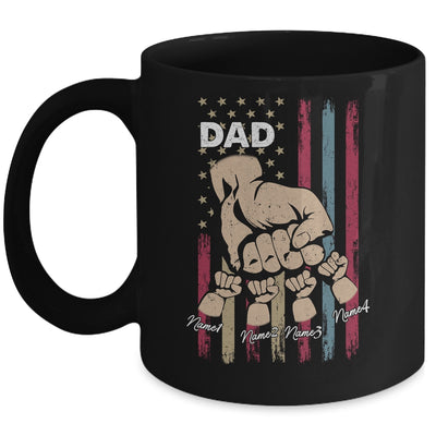 Personalized Awesome Dad Kids With Name Custom Hands Fist Bump Flag Fathers Day Birthday Christmas Mug | teecentury