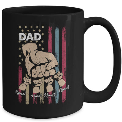 Personalized Awesome Dad Kids With Name Custom Hands Fist Bump Flag Fathers Day Birthday Christmas Mug | teecentury