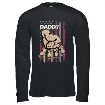 Personalized Awesome Daddy Kids With Name Custom Hands Fist Bump Flag Fathers Day Birthday Christmas Shirt & Hoodie | teecentury